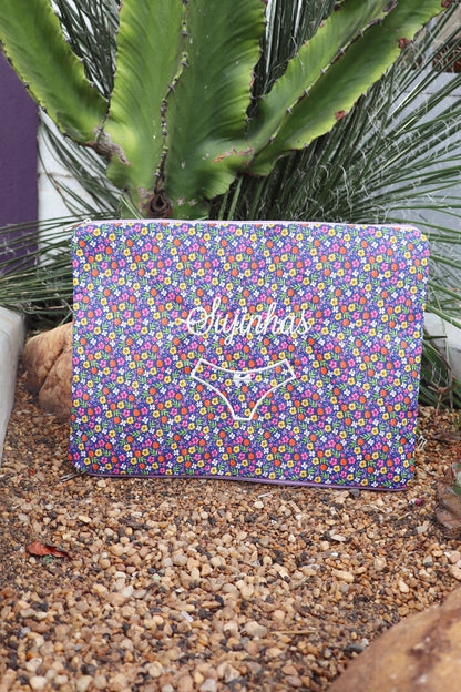 Necessaire Porta Calcinha Limpinha Sujinha G Florzinhas Coloridas