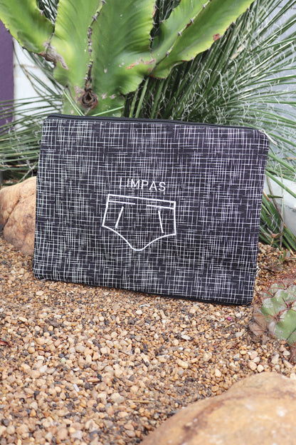 Necessaire Porta Cueca Limpinha Sujinha G Preta Listrada