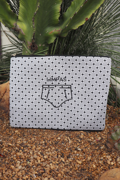 Necessaire Porta Cueca Limpinha Sujinha G Bolinhas Preta