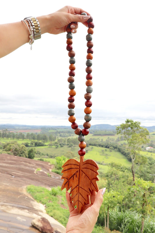 Colar / Terço de Mesa Médio Decorativo Folha Colorido