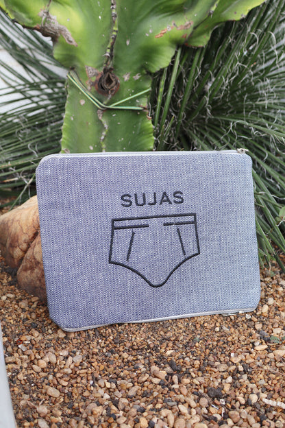 Necessaire Porta Cueca Limpinha Sujinha P Cinza