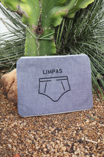 Necessaire Porta Cueca Limpinha Sujinha P Cinza