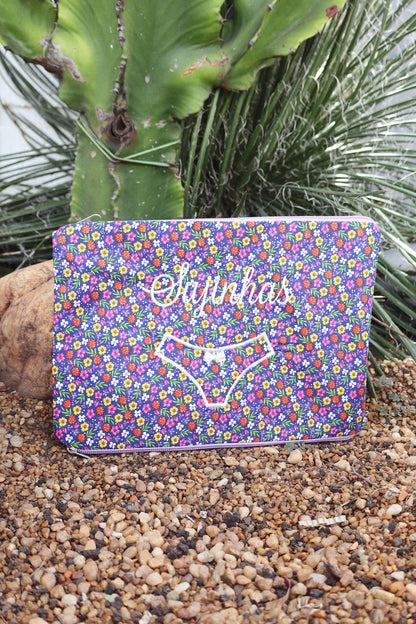 Necessaire Porta Calcinha Limpinha Sujinha P Florzinhas Coloridas