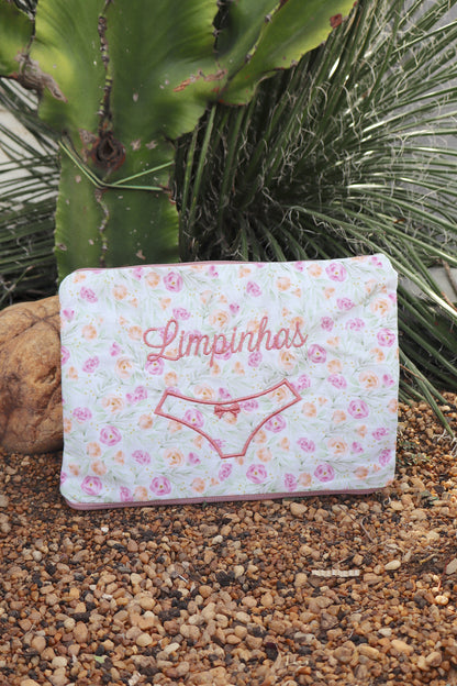 Necessaire Porta Calcinha Limpinha Sujinha P Flores Claro