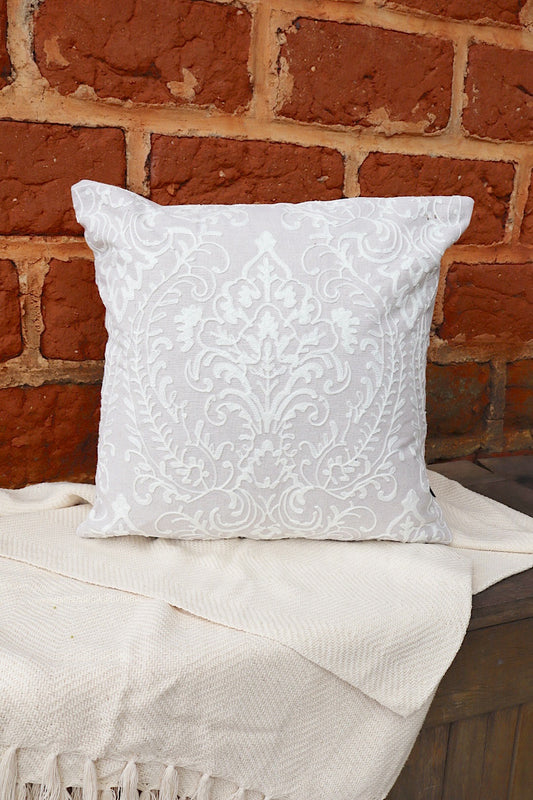 Capa de Almofada Bordada em Linho 45x45 Nude EST005