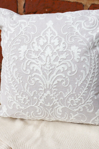 Capa de Almofada Bordada em Linho 45x45 Nude EST005