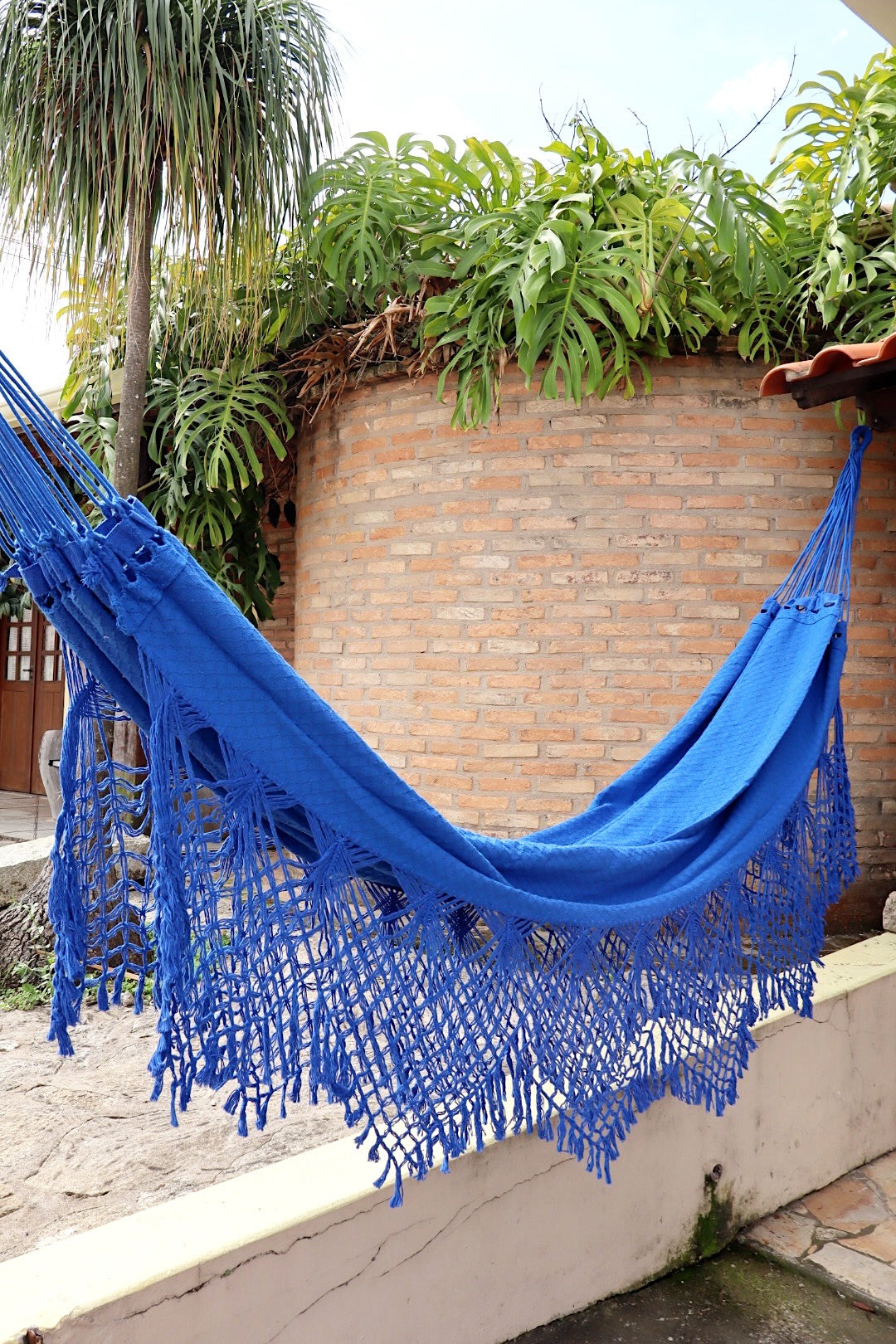 Rede De Descanso Casal Macramê Bucho De Boi Azul