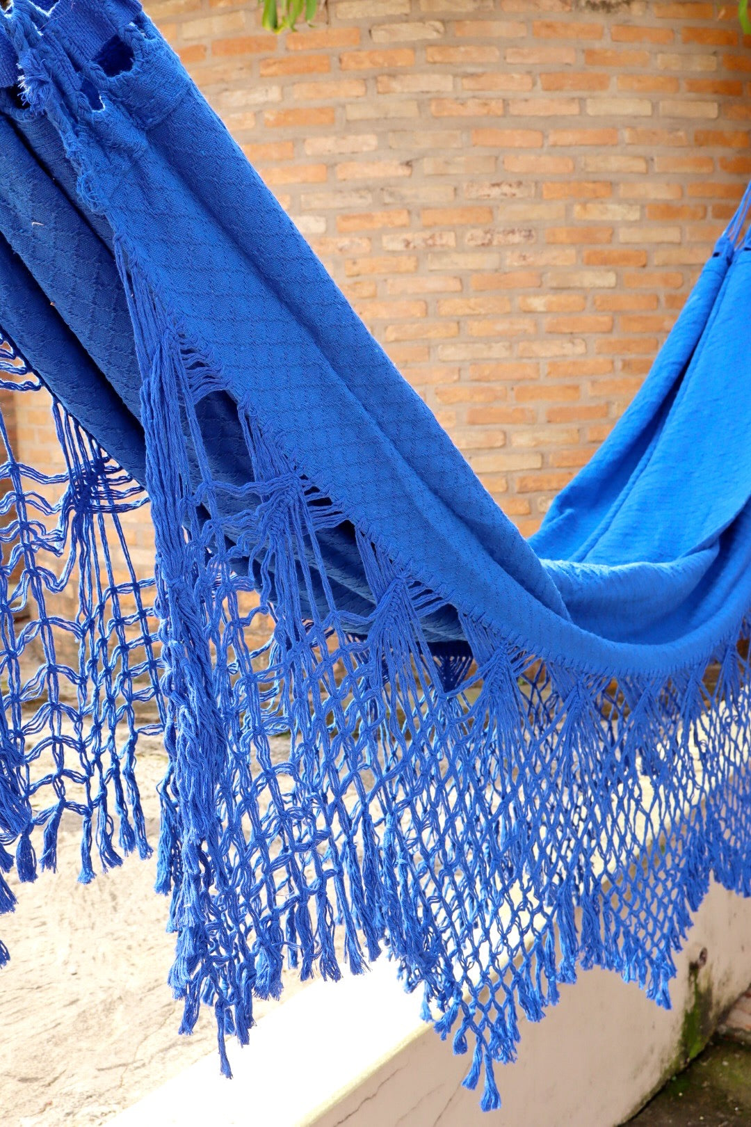 Rede De Descanso Casal Macramê Bucho De Boi Azul