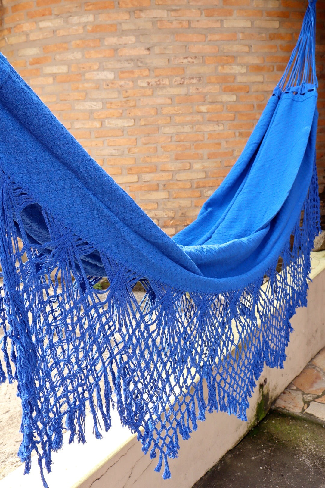 Rede De Descanso Casal Macramê Bucho De Boi Azul