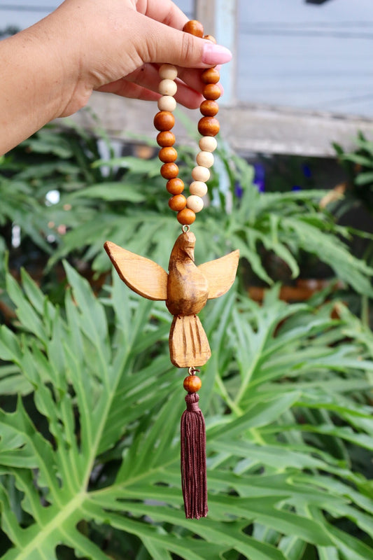 Enfeite de Porta / Divino Retrovisor Decorativo com Argola Divino Marrom Claro