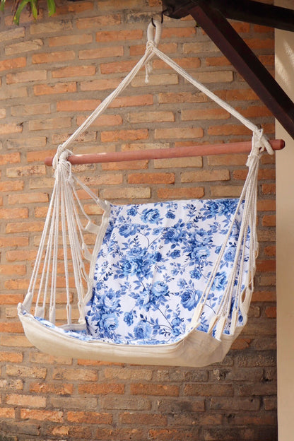 Rede Cadeira De Balanço Impermeável Floral Azul