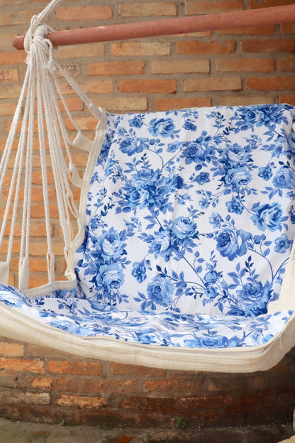 Rede Cadeira De Balanço Impermeável Floral Azul