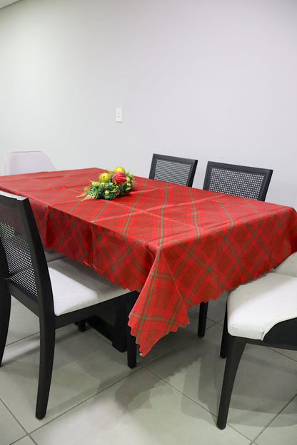 Toalha de Mesa Natal Oxford Vermelha e Verde 1,40x2,20m