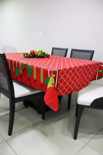 Toalha de Mesa Natal Oxford Árvores Geométrica 1,40x2,20m