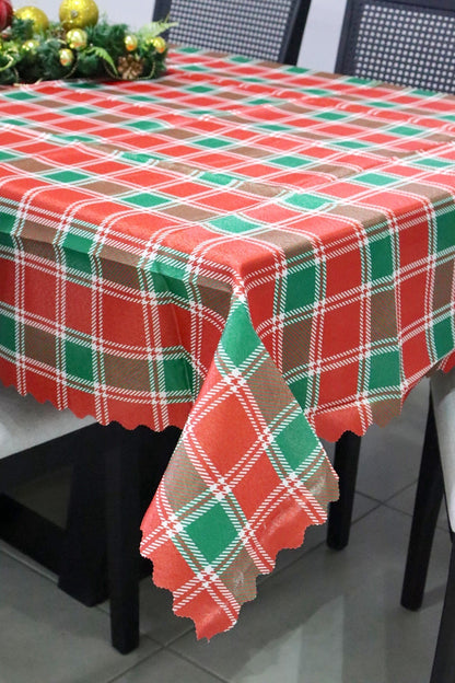 Toalha de Mesa Natal Oxford Xadrez Vermelha e Verde 1,40x2,20m