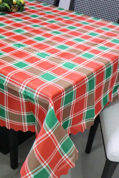 Toalha de Mesa Natal Oxford Xadrez Vermelha e Verde 1,40x2,20m