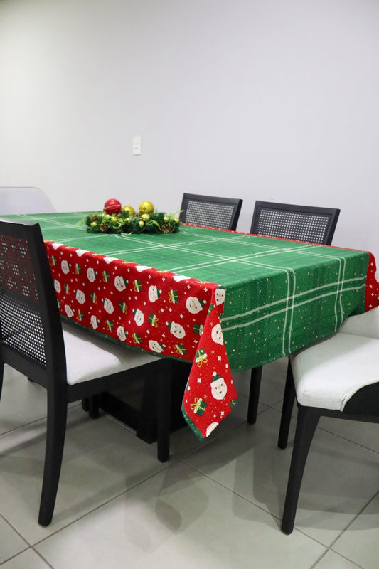 Toalha de Mesa Natal Oxford Papai Noel Verde 1,40x2,20m