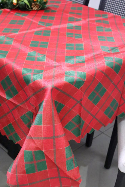 Toalha de Mesa Natal Oxford Xadrez Vermelha 1,40x2,20m
