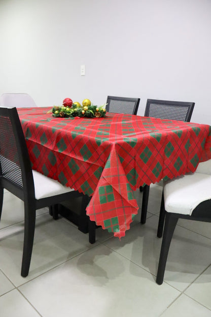 Toalha de Mesa Natal Oxford Xadrez Vermelha 1,40x2,20m