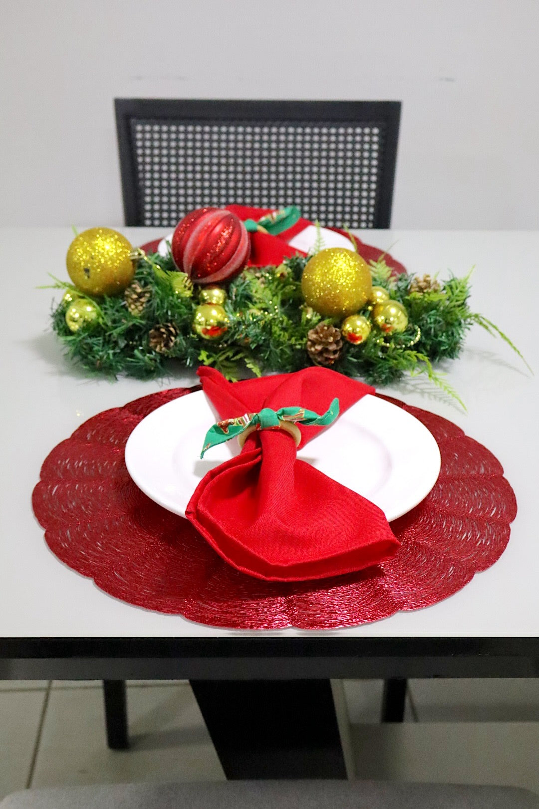 Sousplat / Lugar Americano Redondo Vermelho Natal