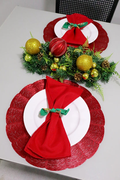 Sousplat / Lugar Americano Redondo Vermelho Natal