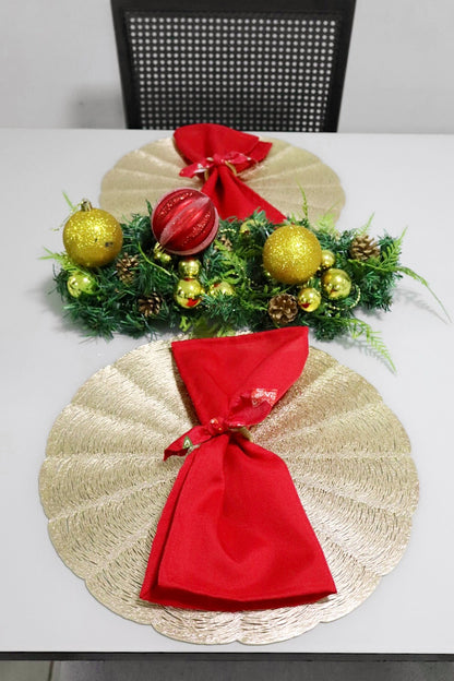 Sousplat / Lugar Americano Redondo Dourado Natal