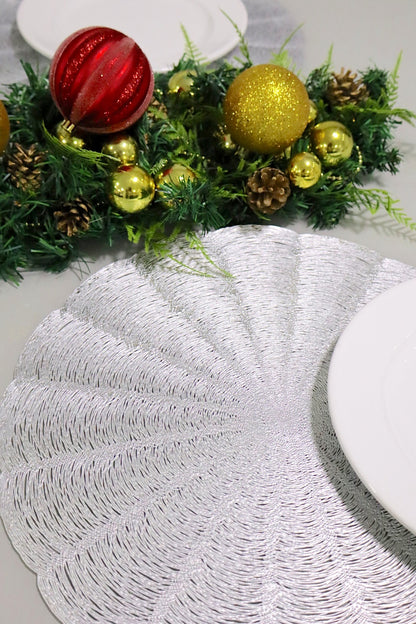 Sousplat / Lugar Americano Redondo Prata Natal