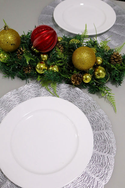 Sousplat / Lugar Americano Redondo Prata Natal