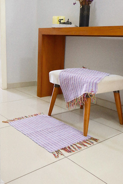 Par Tapete Malha Algodão Mini Liso Lilás
