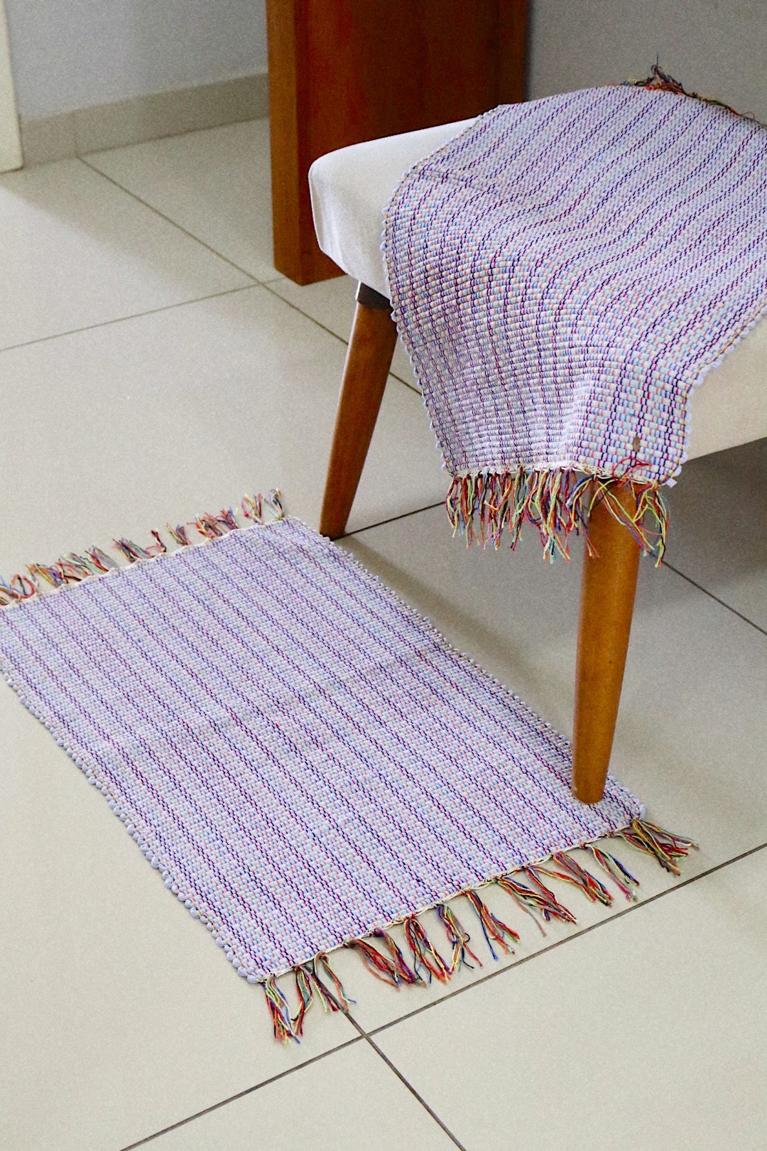 Par Tapete Malha Algodão Mini Liso Lilás