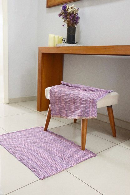 Par de Tapete de Malha Sem Franja Liso Lilás