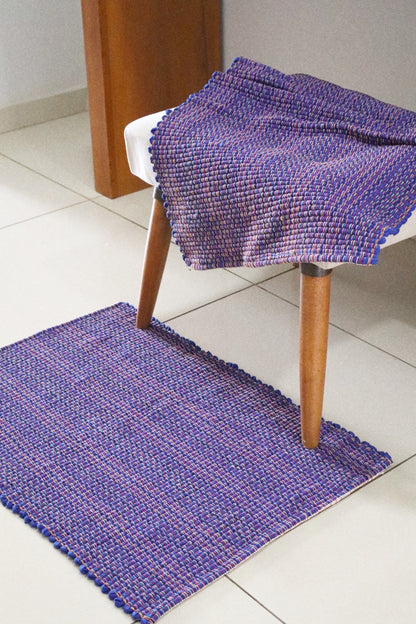 Par de Tapete de Malha Sem Franja Liso Roxo