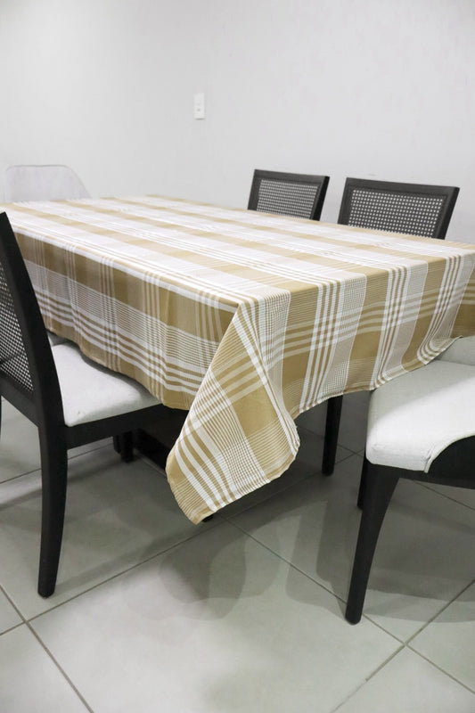 Toalha de Mesa Oxford Piquenique Xadrez Bege 1,5mx2,2m
