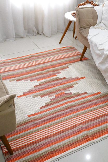 Tapete de Bico Linha Trabalhado Colorido Laranja 1,50x1,50m