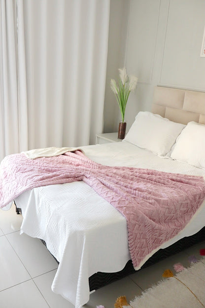 Manta Com Sherpa Glamour Casal Rosa Seco 1,90x2,10m