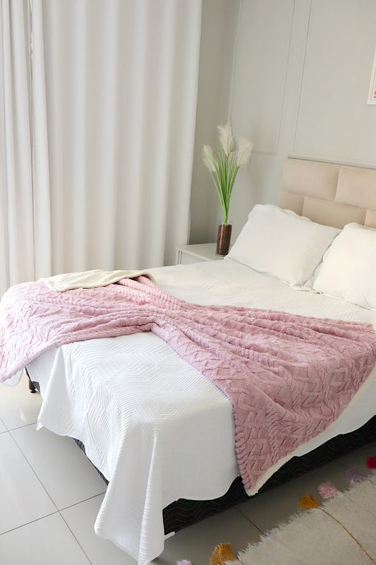 Manta Com Sherpa Glamour Casal Rosa Seco 1,90x2,10m