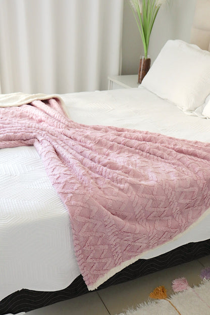 Manta Com Sherpa Glamour Casal Rosa Seco 1,90x2,10m