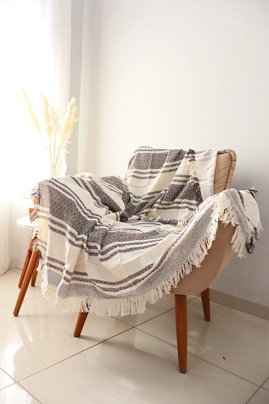 Manta para Sofá Listra Indigo Marrom 1,40x1,70m