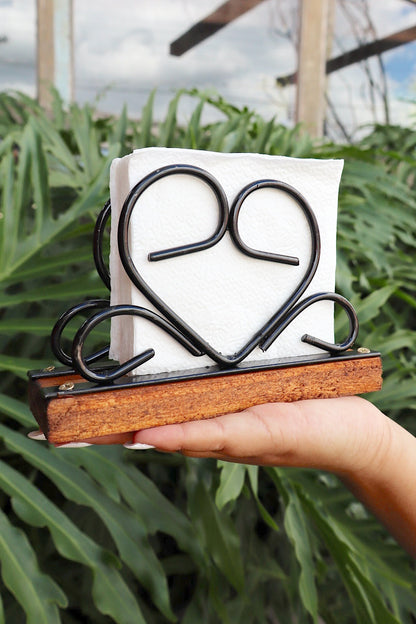 Porta Guardanapos em Ferro e Madeira