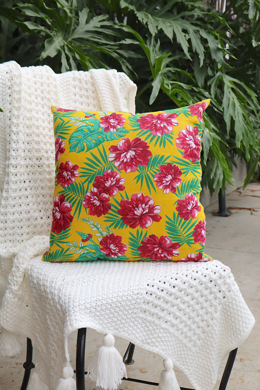 Capa de Almofada Chita Amarela 45x45