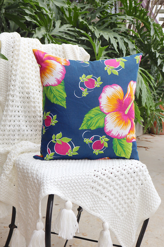 Capa de Almofada Chita Azul Escuro 45x45