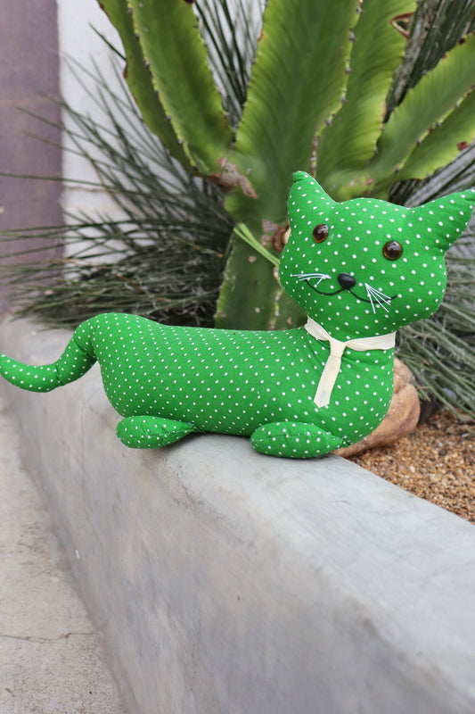 Peso de Porta Gatinho Deitado Poá Verde