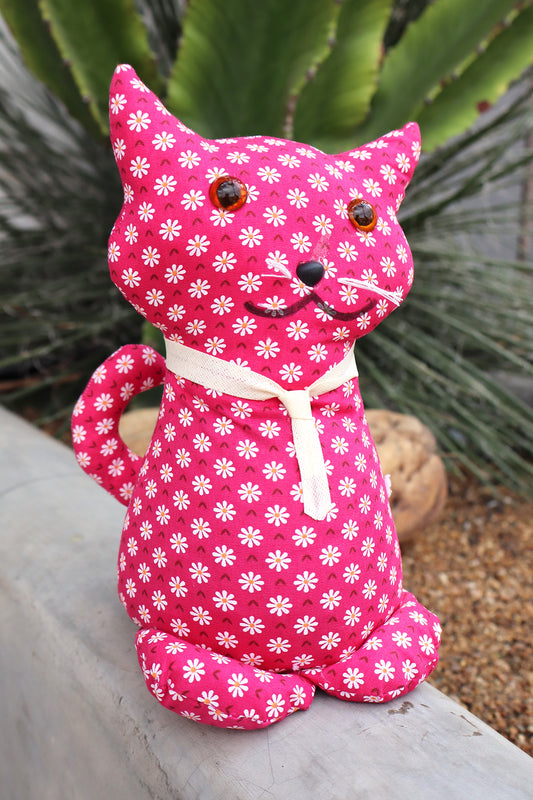 Peso de Porta Gatinho Sentado Rosa