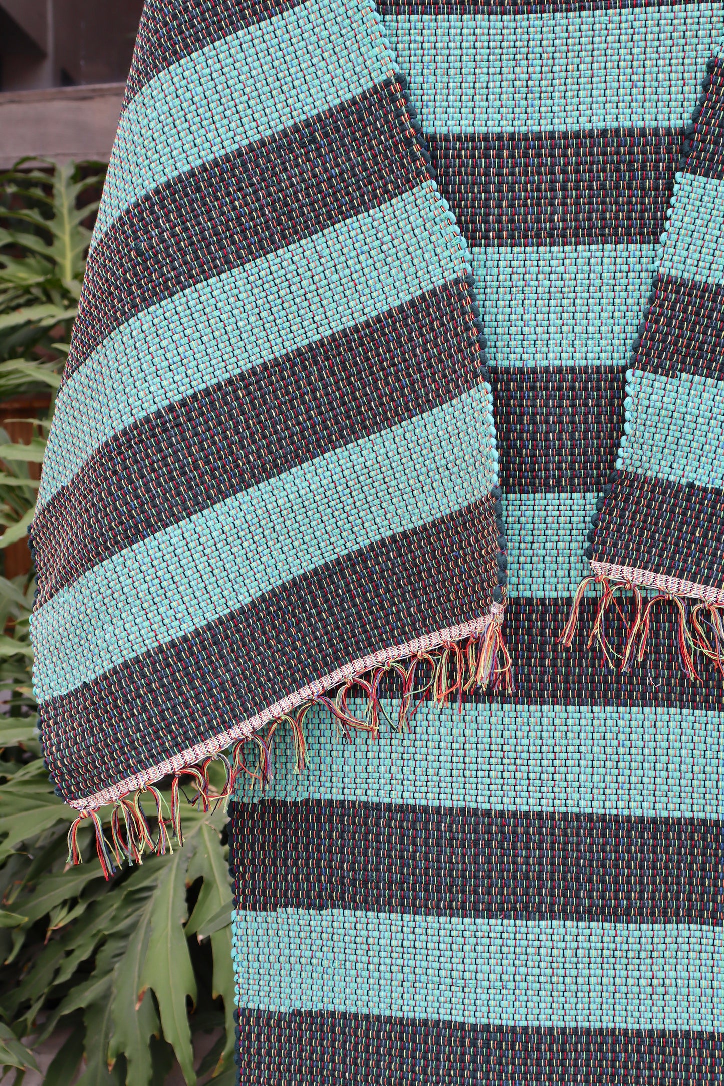 Jogo de Passadeira com 3 Peças Malha Listrado Verde Claro e Verde Escuro