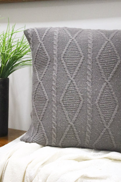 Capa de Almofada Decorativa Trico Cinza Escuro 45x45cm