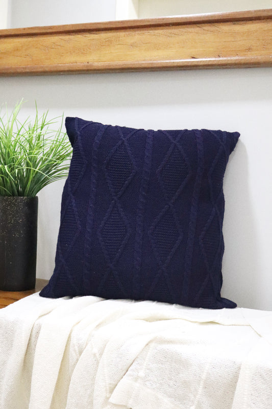 Capa de Almofada Decorativa Trico Azul 45x45cm