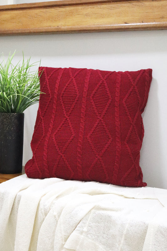 Capa de Almofada Decorativa Trico Vermelha 45x45cm