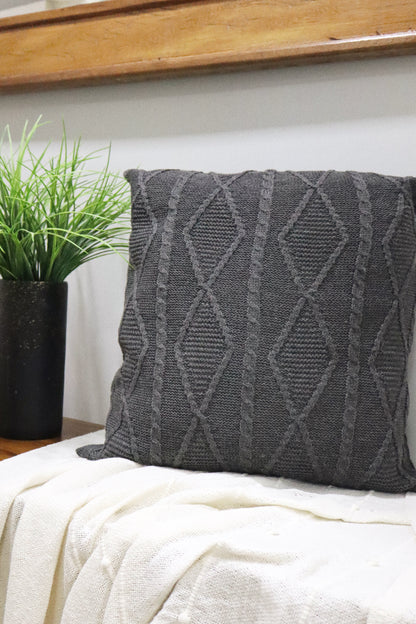 Capa de Almofada Decorativa Trico Cinza Chumbo 45x45cm