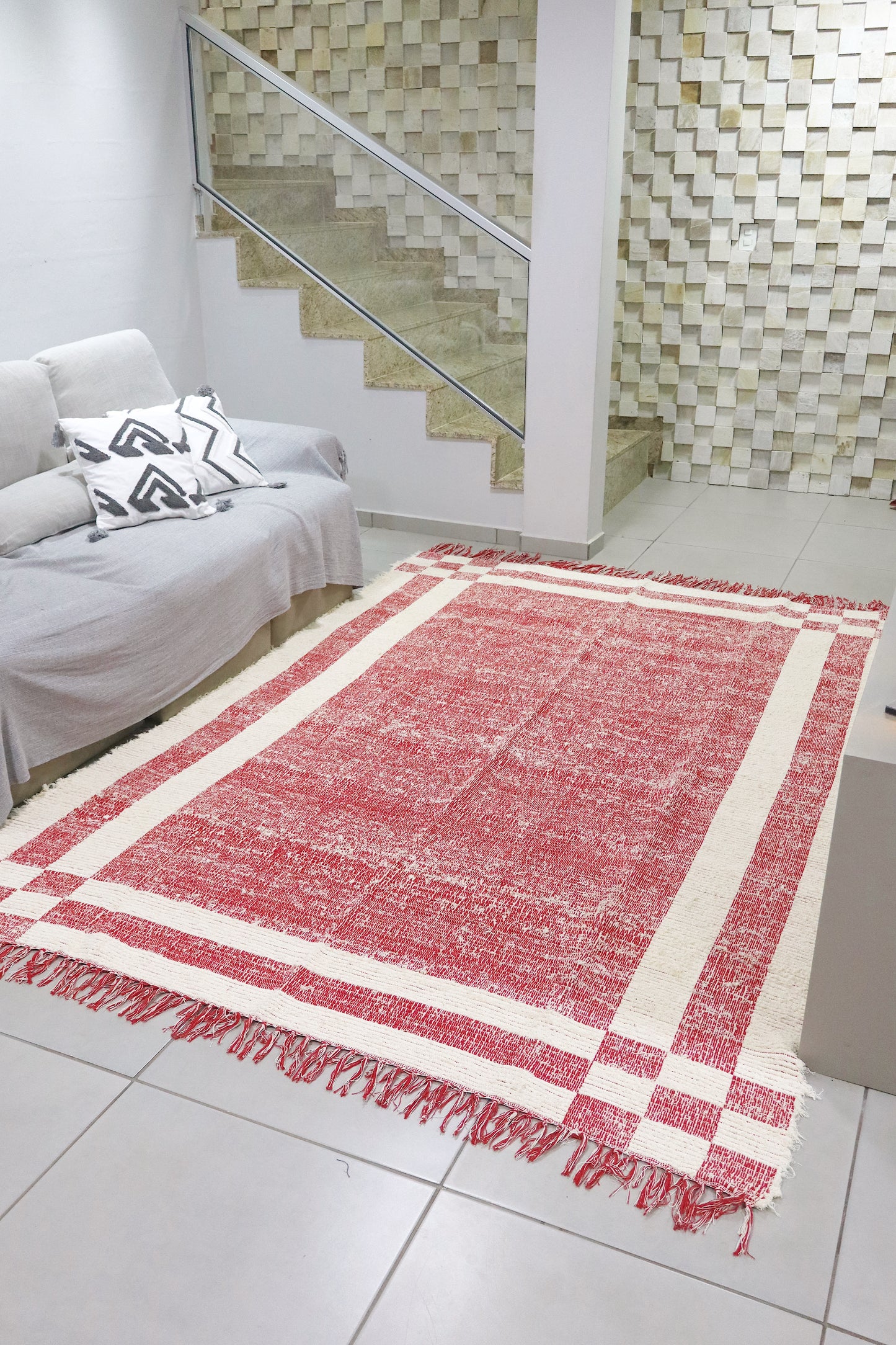 Tapete Algodão Felpudo Dupla Face Vermelho 2,00x3,00m