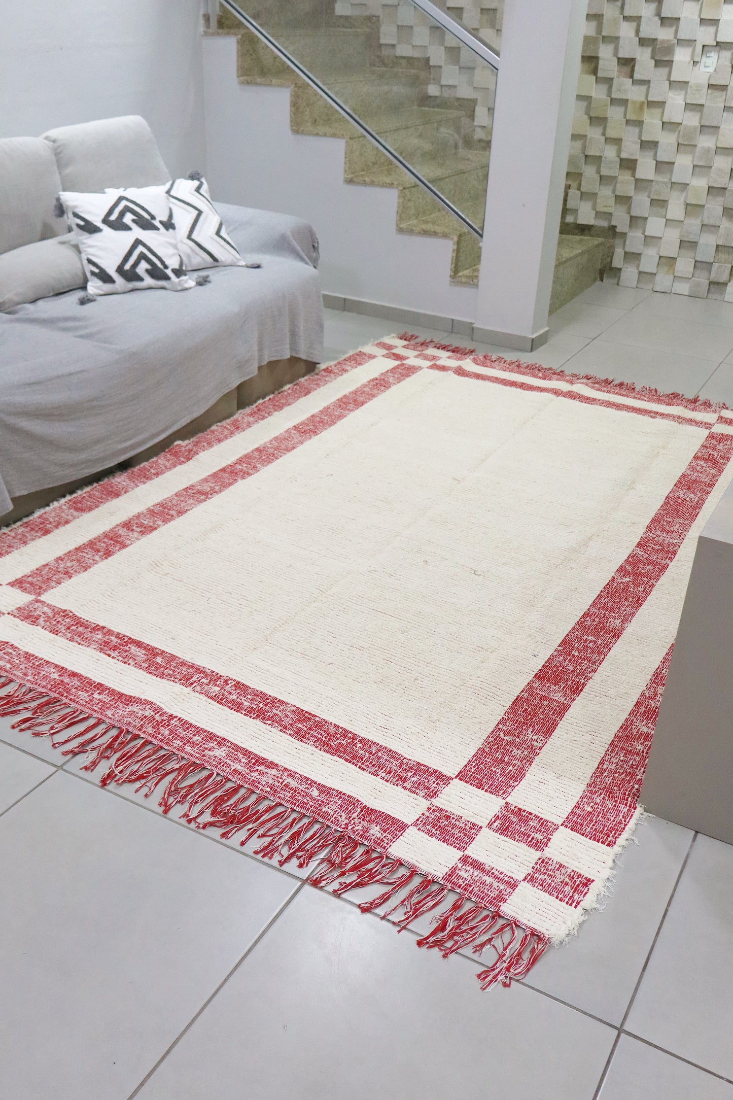 Tapete Algodão Felpudo Dupla Face Vermelho 2,00x3,00m